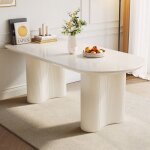 Table  manger moderne 160 cm blanc laqu ? design ovale lgant pour salon ou salle  manger 6 - 8 personnes ...
