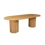 Table  manger oblongue bois dhva et placage chne 8 places naturel - l 220 x p 100 x h 73 cm - estelle ...