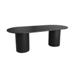 Table  manger oblongue bois dhva et placage chne 8 places noir - l 220 x p 100 x h 73 cm - estelle ...