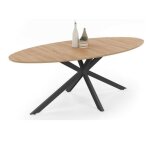 Table à manger ovale - marque inconnue - 200 cm - 10 personnes - métal noir - bois mdf Table à manger ovale - marque inconnue - 200 cm - 10 personnes - métal noir - bois mdf