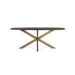Table à manger ovale - bois dacacia - pieds métal or mat - 200 cm - 8 personnes Table à manger ovale - bois dacacia - pieds métal or mat - 200 cm - 8 personnes