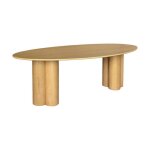 Table à manger ovale bois dhévéa et placage chêne naturel 8 places 220cm - leonore Table à manger ovale bois dhévéa et placage chêne naturel 8 places 220cm - leonore