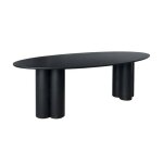 Table à manger ovale bois dhévéa et placage chêne noir 8 places 220cm - leonore Table à manger ovale bois dhévéa et placage chêne noir 8 places 220cm - leonore