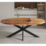 Table à manger ovale 200x100x76 cm en bois exotique - maelia Table à manger ovale 200x100x76 cm en bois exotique - maelia