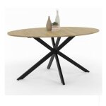 Table à manger ovale - bois et noir - 150 cm - 8 personnes - design contemporain - pied araignée Table à manger ovale - bois et noir - 150 cm - 8 personnes - design contemporain - pied araignée