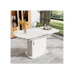 Table � manger ovale extensible 110?130 cm rangement int�gr� blanc poign�es argent�es table de cuisine ...