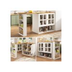 Table � manger pivotante 360� - multifonctionnelle - blanc - 5 �tag�res