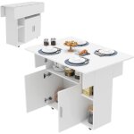 Table  manger pliable sur roues avec portes et armoire cuisine avec tagre ouverte salle  manger en ...
