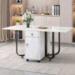 Table  manger pliante - 1 porte 2 tiroirs - table de salon - table de cuisine avec poulie - table de ...