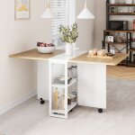 Table � manger - promiracal - pliante - ch�ne et blanc - 78x127x78cm - multifonctionnelle