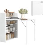 Table  manger pliante - homcom - pour 3 personnes - plateau  abattant et 4 tagres - mdf - 79x91x93cm ...
