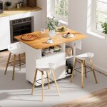 Table roulante pliable avec roues et porte - table � manger 100x70cm - plateau extensible et �tag�re ...