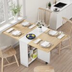 Table  manger pliante - salut - table en bois - surface 120 x 60x 75cm - 6 places - blanc - design contempora ...