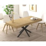 Table � manger prato 8 personnes pied araign�e bois et noir 160 cm