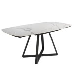 Table  manger  rallonge baril ovale marbre porcelaine et acier noir 1096 - angel cerd