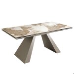 Table  manger  rallonge rectangulaire marbre porcelaine et acier couleur champagne 1124 - angel cerd ...