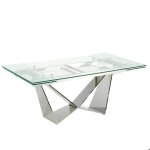 Table à manger à rallonge rectangulaire verre trempé et acier chromé 1027 - angel cerdá Table à manger à rallonge rectangulaire verre trempé et acier chromé 1027 - angel cerdá