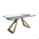 Table  manger  rallonge rectangulaire verre tremp et acier couleur champagne 1125 - angel cerd