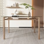 Table à manger avec rangement plateau en verre trempé design en rotin rectangulaire beige 110×65×74cm ... Table à manger avec rangement plateau en verre trempé design en rotin rectangulaire beige 110×65×74cm ...