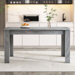 Table � manger rectangulaire ch�ne - style b�ton - 4 pieds robustes - design moderne