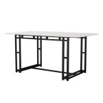 Table à manger - rectangulaire - effet marbre blanc - pieds en noir - convient aux salles à manger et ... Table à manger - rectangulaire - effet marbre blanc - pieds en noir - convient aux salles à manger et ...