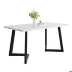 Table À manger rectangulaire de luxe blanche légère avec cadre en métal salle À manger moderne avec pieds ... Table À manger rectangulaire de luxe blanche légère avec cadre en métal salle À manger moderne avec pieds ...