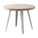 Table à manger table de repas ronde extensible en bois coloris chêne nordique pieds en métal coloris ... Table à manger table de repas ronde extensible en bois coloris chêne nordique pieds en métal coloris ...