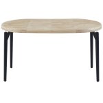 Table à manger table de repas ronde extensible en bois coloris chêne nordique pieds en métal noir Table à manger table de repas ronde extensible en bois coloris chêne nordique pieds en métal noir