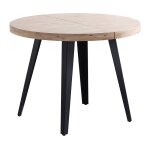 Table à manger table de repas ronde extensible en bois coloris chêne nordique pieds en métal coloris ... Table à manger table de repas ronde extensible en bois coloris chêne nordique pieds en métal coloris ...
