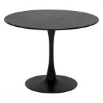 Table � manger table de repas ronde en m�tal et mdf coloris noir - diam�tre 102 x hauteur 76 cm