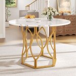 Table a manger ronde 100×100×76cm table de cuisine avec pieds en métal dorés et plateau en mdf marbré ... Table a manger ronde 100×100×76cm table de cuisine avec pieds en métal dorés et plateau en mdf marbré ...