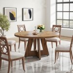 Table � manger ronde 120 x 120 x 75 cm - table en bois salle a manger 6 � 8 personnes - pour cuisine ...