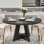 Table � manger ronde 120 x 120 x 75 cm - table en bois salle a manger 6 � 8 personnes - pour cuisine ...