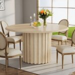 Table � manger ronde 120 cm table de cuisine moderne pour 4 � 6 personnes pour salle � manger salon couleur ...