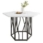 Table À manger ronde (1pcs 115x100x75cm) métal noir et plateau effet marbre blanc pour la salle À manger ... Table À manger ronde (1pcs 115x100x75cm) métal noir et plateau effet marbre blanc pour la salle À manger ...
