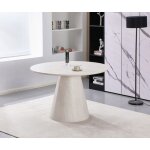 Table  manger ronde 4 personnes - bois effet chne blanc cass - manon