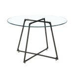 Table  manger ronde 4 personnes heloise mtal noir verre tremp d120 cm