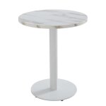 Table � manger ronde 60 cm pied blanc et rev�tement marbre blanc - oviala