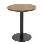 Table  manger ronde 60 cm pied noir et revtement bois clair - oviala
