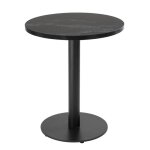Table � manger ronde 60 cm pied noir et rev�tement marbre noir - oviala