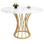Table � manger ronde 80 x 80 x 76 cm - redom - pieds dor�s - pour 4 � 6 personnes - pour salles � manger ...