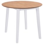 Table � manger ronde � abattant - vidaxl - mdf blanc - 90x75 cm - design scandinave - pieds en h�v�a ...