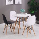 Table à manger ronde babette - blanc laqué satiné - pieds en bois massif - 70 * 70 * 75cm Table à manger ronde babette - blanc laqué satiné - pieds en bois massif - 70 * 70 * 75cm