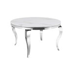 Table à manger ronde baroque chrome 130x75 cm Table à manger ronde baroque chrome 130x75 cm