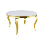 Table à manger ronde baroque gold 130x75 cm - blanc Table à manger ronde baroque gold 130x75 cm - blanc
