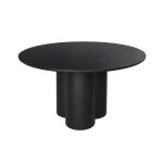 Table à manger ronde bois dhévéa et placage chêne noir 4 places 130cm - leonore Table à manger ronde bois dhévéa et placage chêne noir 4 places 130cm - leonore