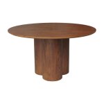 Table à manger ronde bois dhévéa et placage chêne noyer 4 places 130cm - leonore Table à manger ronde bois dhévéa et placage chêne noyer 4 places 130cm - leonore