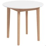 Table � manger ronde en bois massif �75xh76cm - style simple blanche peut accueillir 2 personnes
