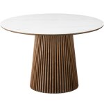 Table  manger ronde en cramique effet marbre et bois fonc 6 places 120 cm - ada
