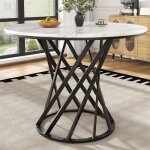 Table a manger ronde cuisine pour 4 personnes table ronde 808076cm table tulipe plateau en mdf effet ...
